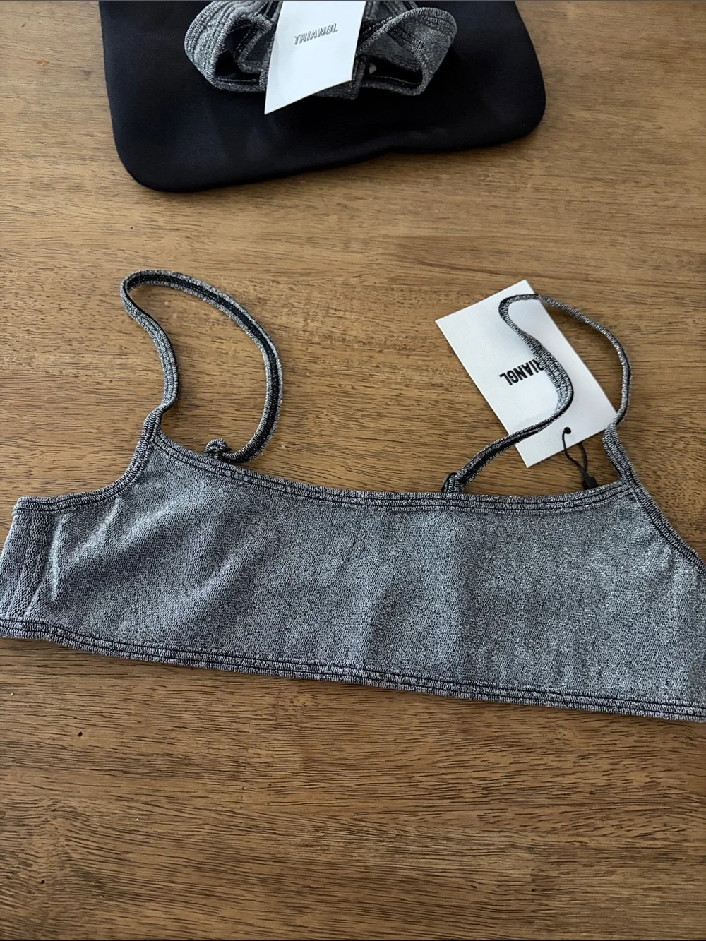 New Triangl Minimal  - SILVER SPARKLE CROP BIKINI SET